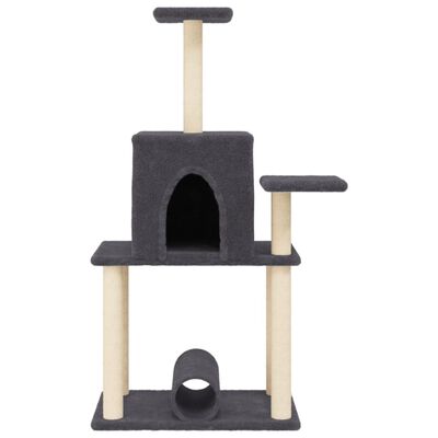 vidaXL Rascador para gatos con postes de sisal gris oscuro 122 cm