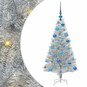 vidaXL &Aacute;rbol de Navidad con 150 LED con soporte Plateado 120 cm PET