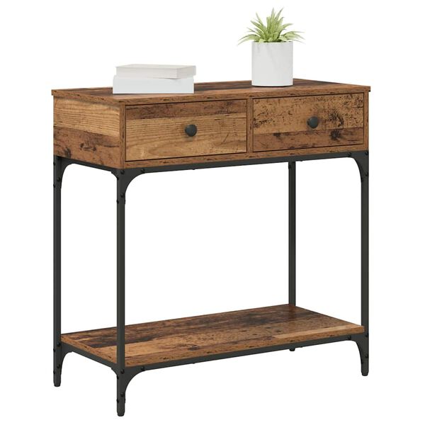 vidaXL Mesa Consola con caj&oacute;n Madera vieja 75 x 34.5 x 75 cm
