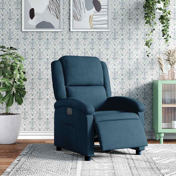 vidaXL Sill&oacute;n reclinable el&eacute;ctrico terciopelo azul
