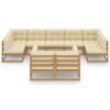 vidaXL Set de muebles de jard&iacute;n 10 pzs cojines madera pino marr&oacute;n miel