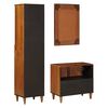vidaXL Juego de muebles de ba&ntilde;o 3 pcs Nogal Madera de mango maciza