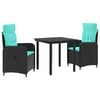 vidaXL Conjunto de Comedor de Jard&iacute;n 3 uds. Negro y Turquesa
