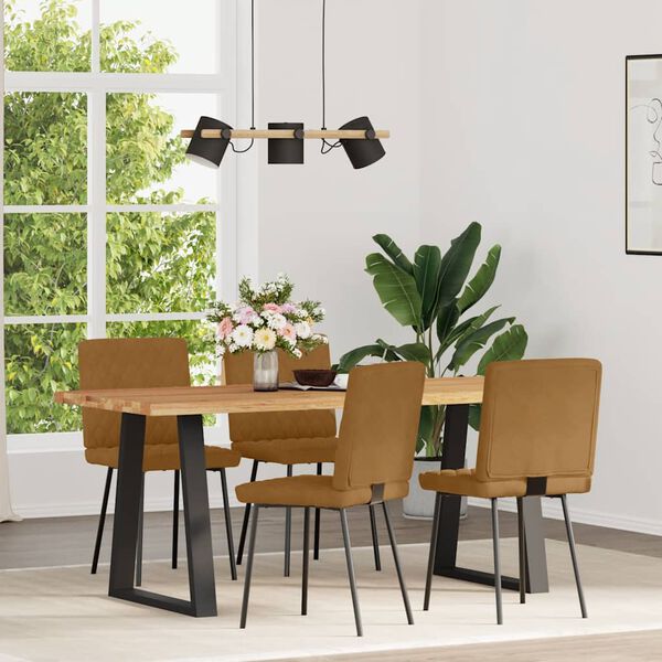 vidaXL Sillas de comedor 4 unidades terciopelo marr&oacute;n