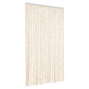 vidaXL Cortina antimoscas chenilla beige y blanco 100x220 cm