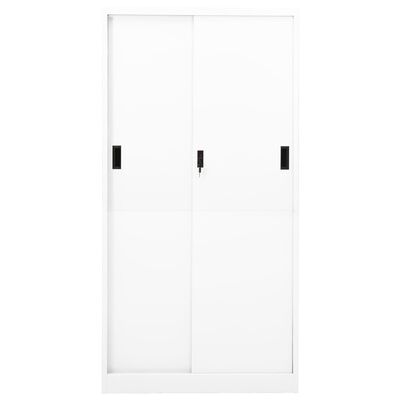 vidaXL Armario de oficina puerta corredera acero blanco 90x40x180 cm