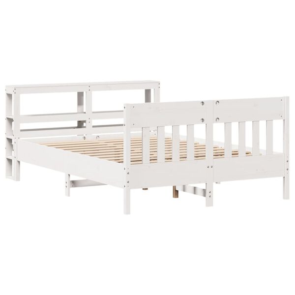 vidaXL Estructura de cama sin colch&oacute;n madera de pino blanca 120x200 cm