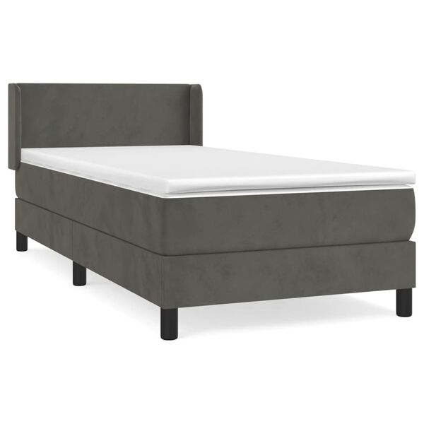 vidaXL Cama box spring con colch&oacute;n terciopelo gris oscuro 80x200 cm