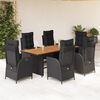 vidaXL Set de comedor de jard&iacute;n 7 pzas y cojines rat&aacute;n sint&eacute;tico negro