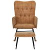 vidaXL Mecedora con taburete lona vintage marr&oacute;n