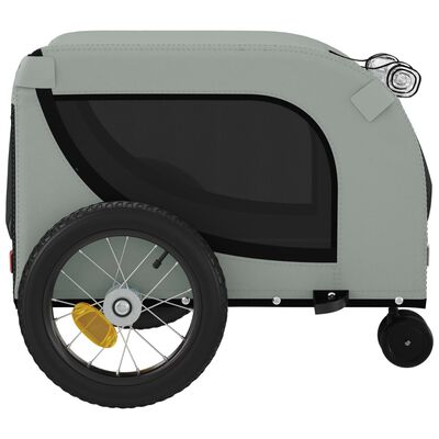 vidaXL Remolque de bicicleta mascotas hierro tela Oxford gris negro
