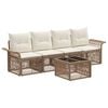 vidaXL Conjunto de sof&aacute;s de jard&iacute;n 5 pcs Beige rat&aacute;n sint&eacute;tico