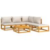 vidaXL Set muebles de jardín 6 pzas madera maciza y cojines gris claro