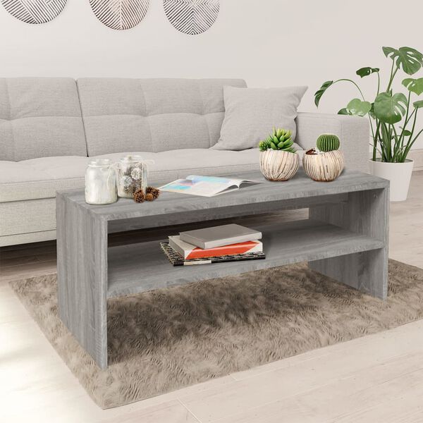 vidaXL Mesa de centro madera contrachapada gris Sonoma 100x40x40 cm