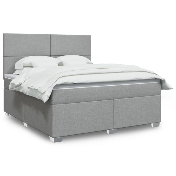 vidaXL Cama box spring con colch&oacute;n tela gris claro 180x200 cm