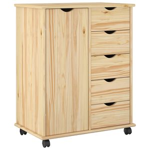 vidaXL Gabinete rodante 63,5 x 39 x 79 cm Madera de Pino Macizo Marr&oacute;n