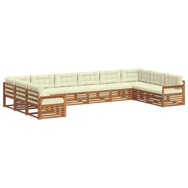 vidaXL Juegos de sof&aacute;s 8 pcs Natural y Crema Madera de Acacia S&oacute;lida