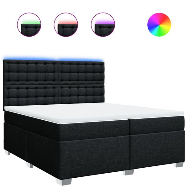vidaXL Cama box spring con colch&oacute;n tela negro 200x200 cm