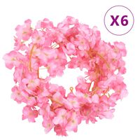vidaXL Guirnaldas de flores artificiales 6 uds rosa oscuro 180 cm