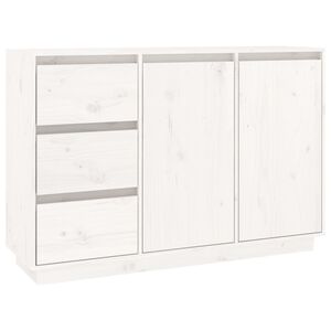vidaXL Aparador de madera maciza de pino blanco 111x34x75 cm