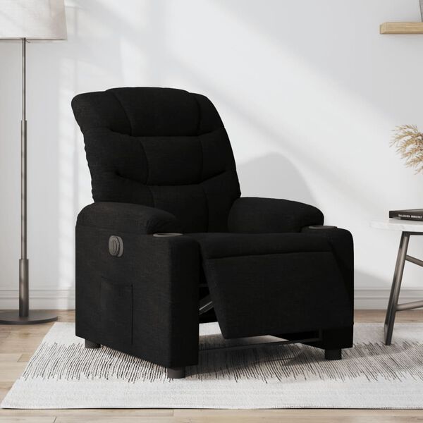 vidaXL Sill&oacute;n reclinable el&eacute;ctrico de tela negro