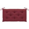 vidaXL Banco de jard&iacute;n madera maciza teca con coj&iacute;n rojo tinto 112 cm