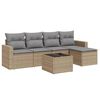 vidaXL Juego de sof&aacute;s jard&iacute;n con cojines 6 pzas rat&aacute;n sint&eacute;tico beige