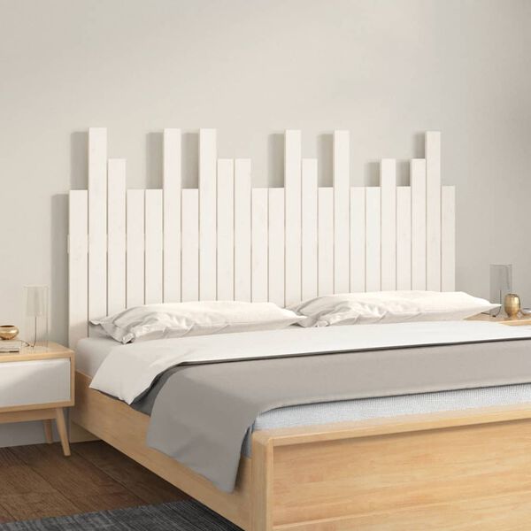 vidaXL Cabecero de cama pared madera maciza pino blanco 146,5x3x80 cm