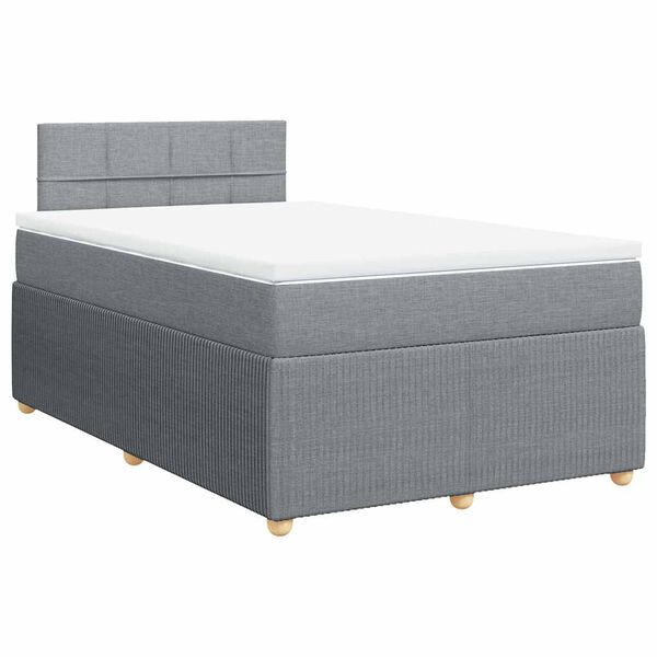 vidaXL Cama box spring con colch&oacute;n tela gris claro 120x200 cm