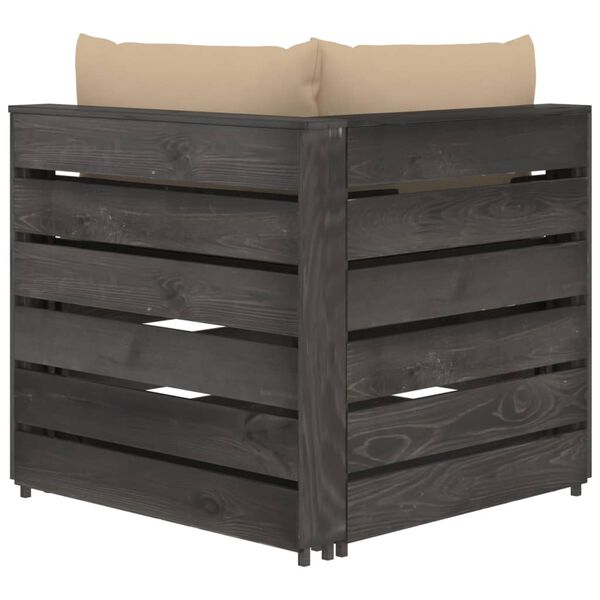 vidaXL Sof&aacute; de palets 2 plazas cojines gris madera de pino impregnada
