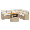 vidaXL Set sof&aacute;s de jard&iacute;n 7 piezas y cojines rat&aacute;n sint&eacute;tico beige