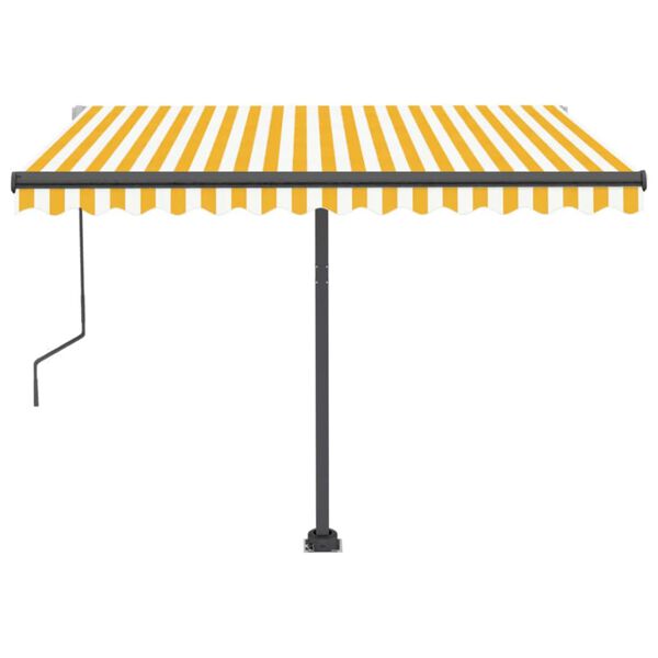 vidaXL Toldo autom&aacute;tico LED sensor de viento amarillo blanco 300x250cm