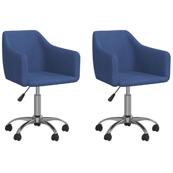 vidaXL Sillas de comedor giratorias 2 unidades tela azul