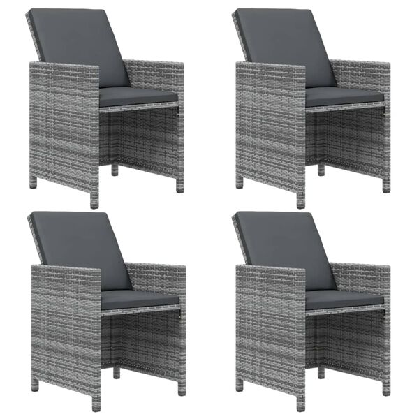 vidaXL Set comedor jard&iacute;n 9 pzas y cojines rat&aacute;n sint&eacute;tico gris
