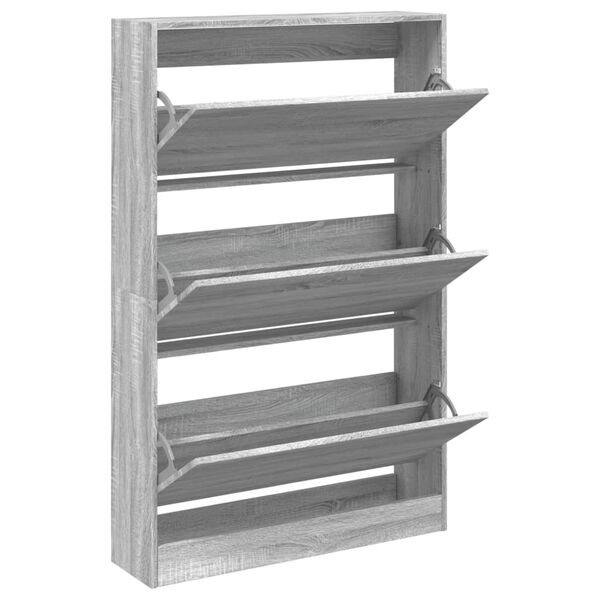 vidaXL Zapatero de madera de ingenier&iacute;a gris Sonoma 80x21x125,5 cm