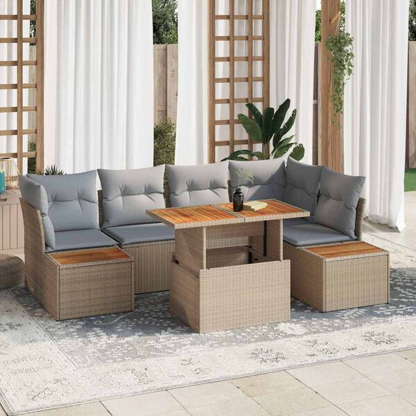 vidaXL Conjunto de sof&aacute; de jard&iacute;n 10 pcs Beige Polirat&aacute;n