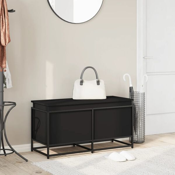 vidaXL Caja almacenaje con tapa madera ingenier&iacute;a negro 100x40x51,5 cm