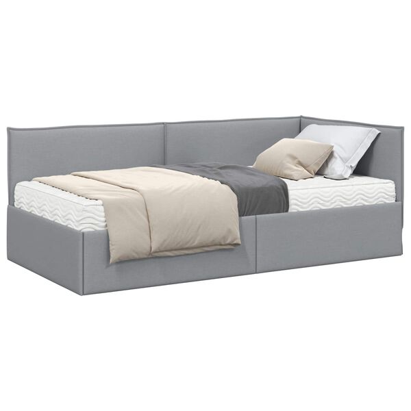 vidaXL Estructura de Cama Esquina con Colch&oacute;n Manual 2 pcs Gris Claro