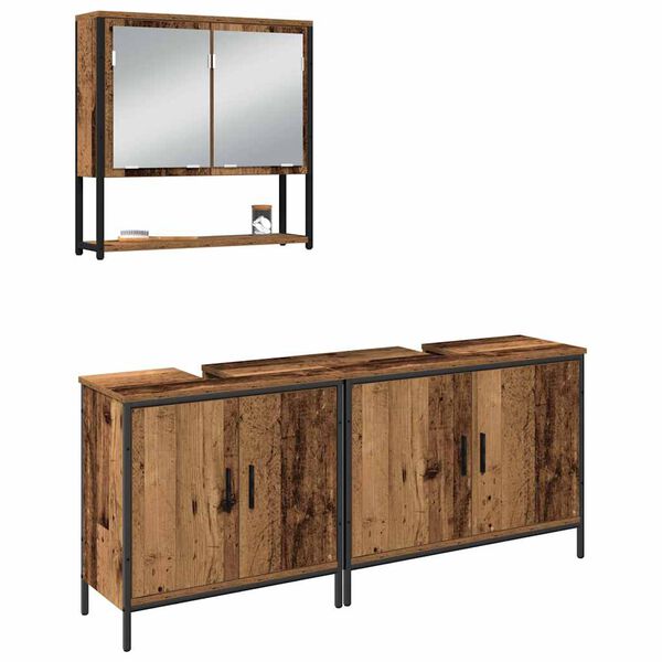 vidaXL Juego de muebles de ba&ntilde;o 3 pcs Marr&oacute;n Madera contrachapada