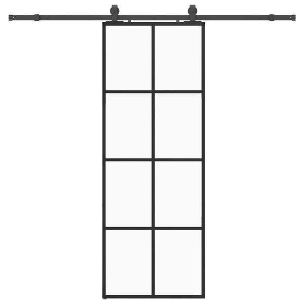 vidaXL Puerta corredera con juego herrajes negro 76x205 cm ESG vidrio