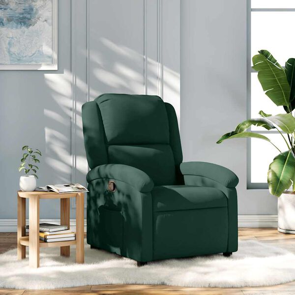 vidaXL Sill&oacute;n reclinable de terciopelo verde oscuro