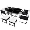 vidaXL Set comedor de jard&iacute;n 9 piezas y cojines rat&aacute;n sint&eacute;tico negro
