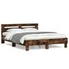 vidaXL Cama con cabecero madera de ingenier&iacute;a roble ahumado 140x200 cm