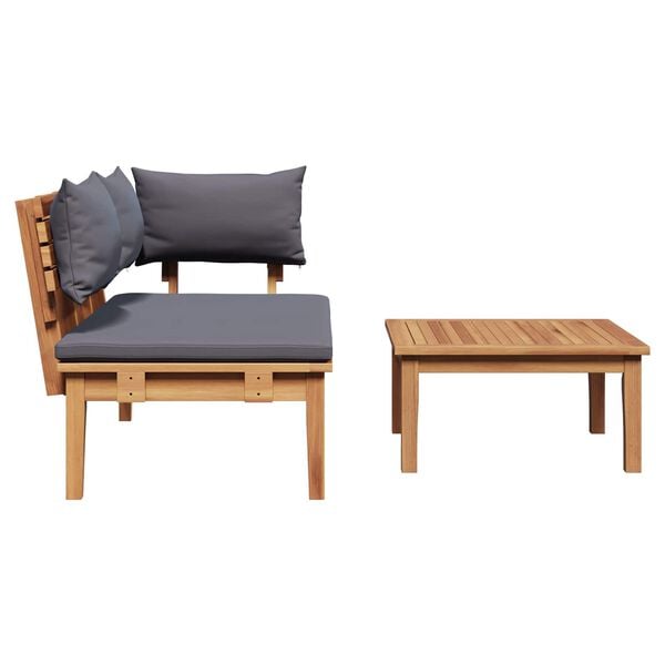 vidaXL Banco de jard&iacute;n 2 pcs Gris y marr&oacute;n Madera maciza de Teca