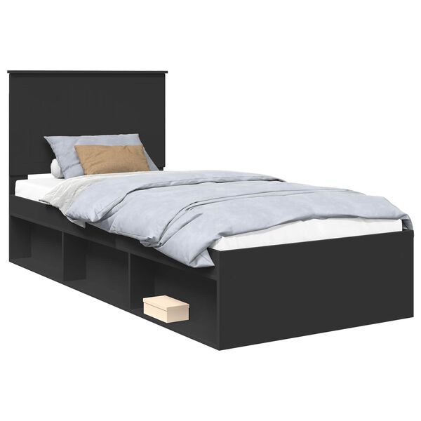 vidaXL Estructura de cama Negro 90 x 200 cm Madera de pino macizo