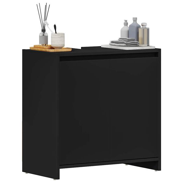 vidaXL Armario de baño madera contrachapada negro 60x33x61 cm