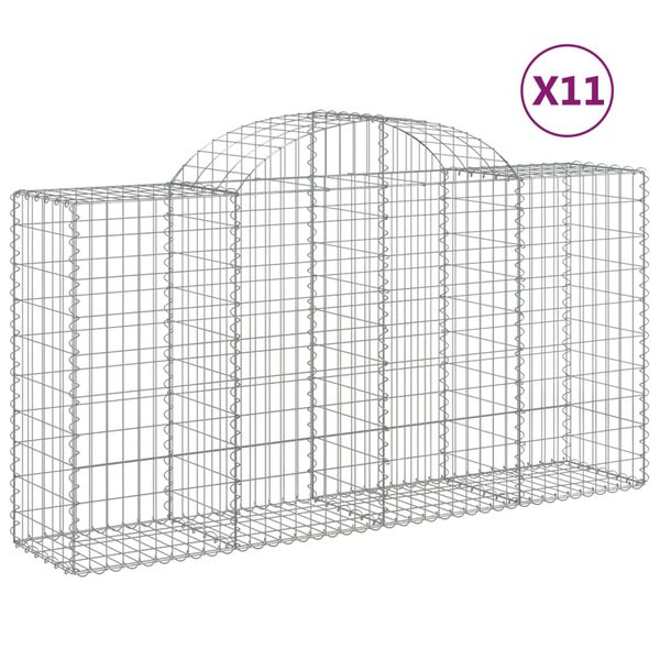 vidaXL Cestas de gaviones 11 uds forma de arco hierro 200x50x100/120cm
