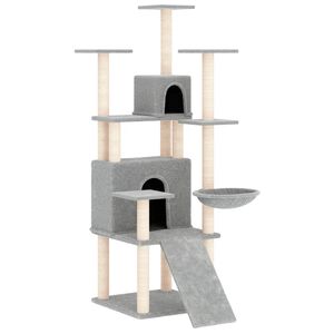 vidaXL Rascador para gatos con postes de sisal gris claro 154 cm