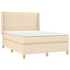 vidaXL Cama box spring con colch&oacute;n tela color crema 140x190 cm