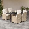 vidaXL Set comedor de jard&iacute;n 5 pzas con cojines rat&aacute;n sint&eacute;tico beige